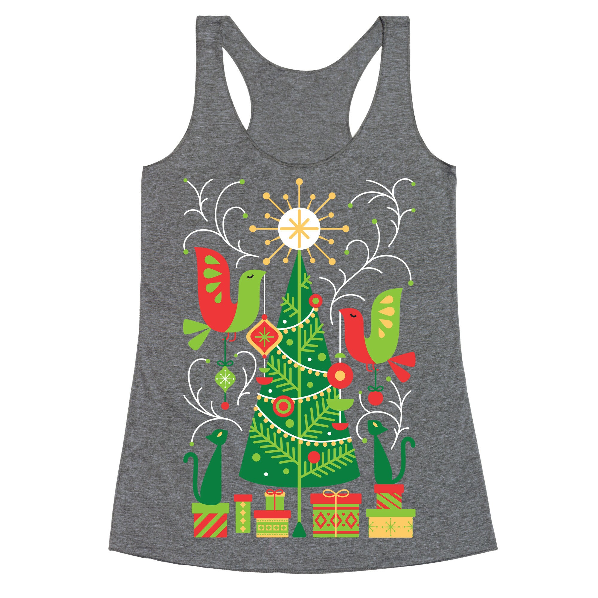 Vintage Christmas Tree Decorating Racerback Tank